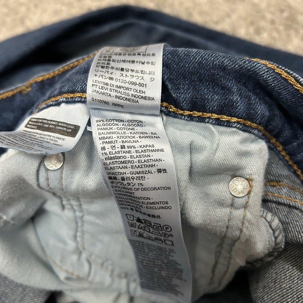 Levis 505 Jeans Mens 36X34 (Actual 34X34) Straight Leg Blue Denim - Picture 7 of 9